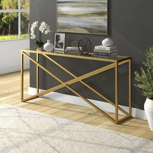 Hudson & Canal 64 in. Calix Rectangular Console Table, Brass AT1555